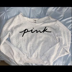 PINK Victoria’s Secret gray off the shoulder sweatshirt